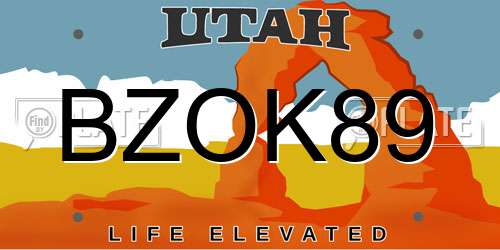 BZOK89 Utah License Plate
