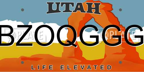 BZOQGGG Utah License Plate