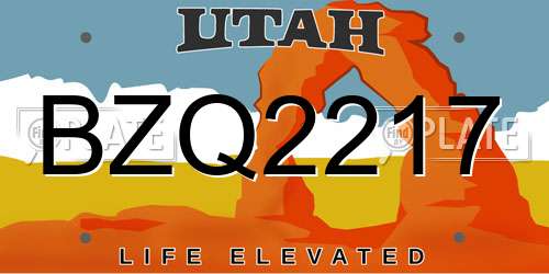 BZQ2217 Utah License Plate