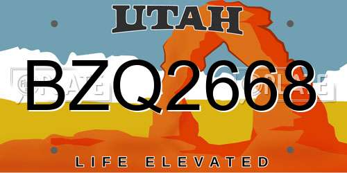 BZQ2668 Utah License Plate