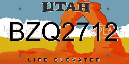 BZQ2712 Utah License Plate