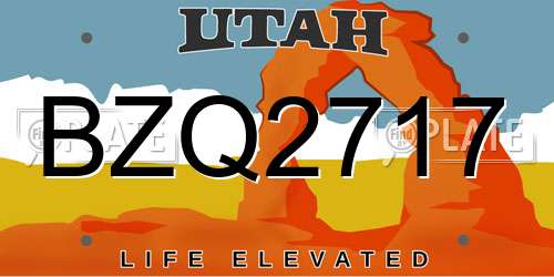 BZQ2717 Utah License Plate