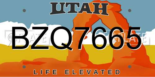 BZQ7665 Utah License Plate