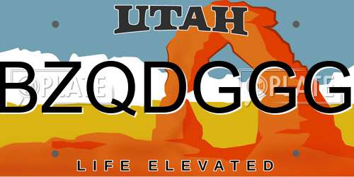 BZQDGGG Utah License Plate