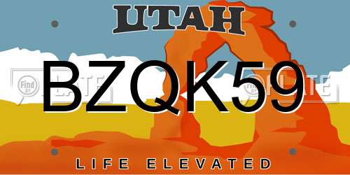 BZQK59 Utah License Plate