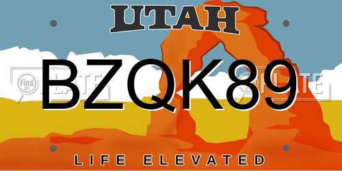 BZQK89 Utah License Plate