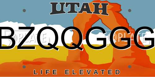 BZQQGGG Utah License Plate