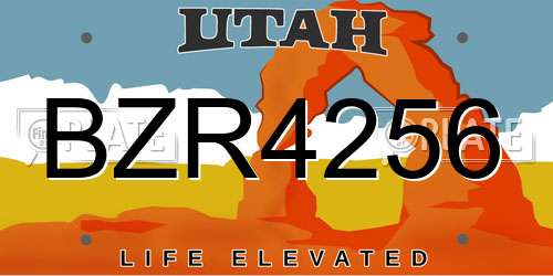 BZR4256 Utah License Plate