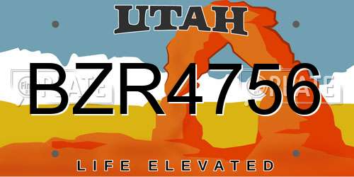 BZR4756 Utah License Plate