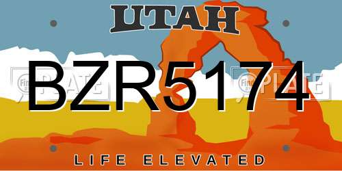 BZR5174 Utah License Plate