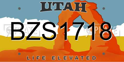 BZS1718 Utah License Plate