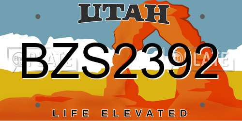 BZS2392 Utah License Plate