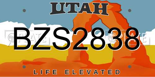 BZS2838 Utah License Plate