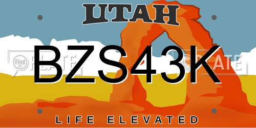 BZS43K Utah License Plate