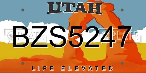 BZS5247 Utah License Plate