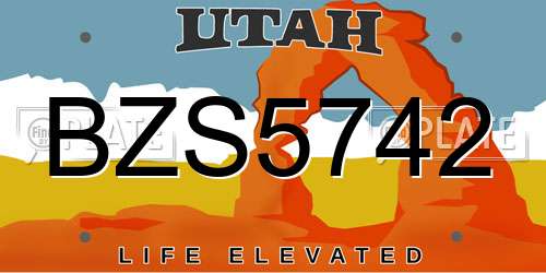 BZS5742 Utah License Plate