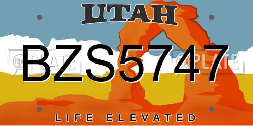 BZS5747 Utah License Plate