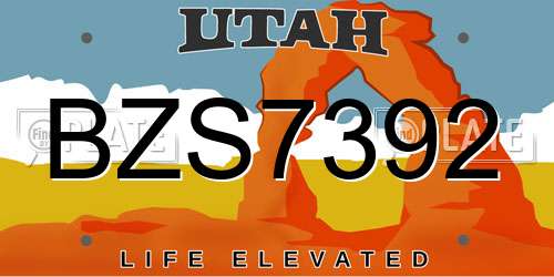 BZS7392 Utah License Plate