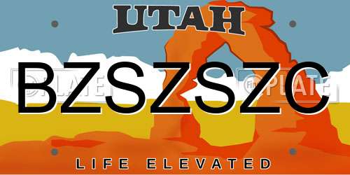 BZSZSZC Utah License Plate