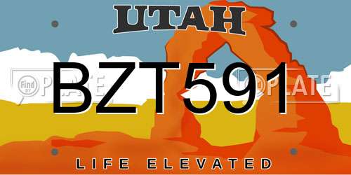 BZT591 Utah License Plate