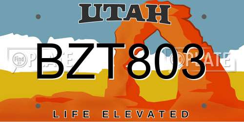 BZT803 Utah License Plate