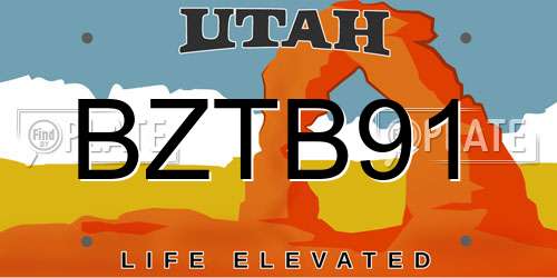 BZTB91 Utah License Plate