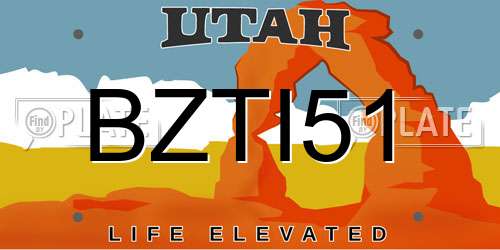 BZTI51 Utah License Plate