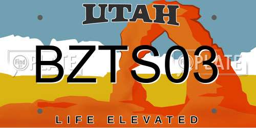 BZTS03 Utah License Plate
