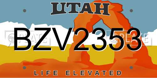 BZV2353 Utah License Plate