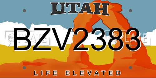 BZV2383 Utah License Plate