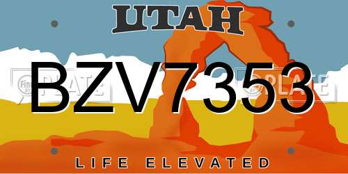 BZV7353 Utah License Plate