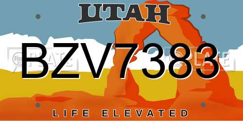 BZV7383 Utah License Plate