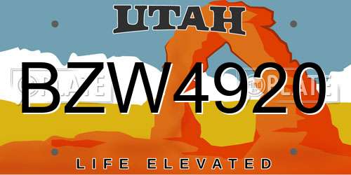 BZW4920 Utah License Plate