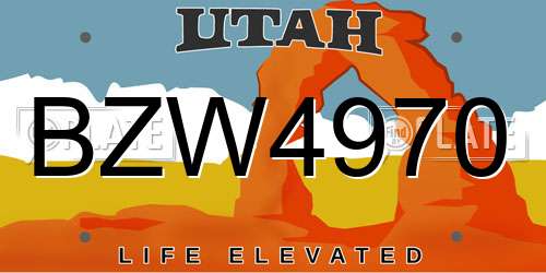BZW4970 Utah License Plate