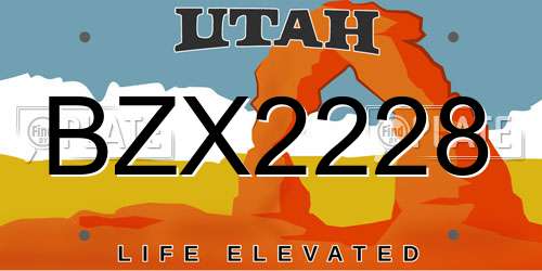 BZX2228 Utah License Plate