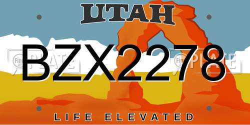 BZX2278 Utah License Plate
