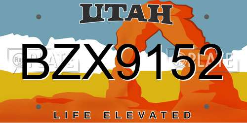 BZX9152 Utah License Plate