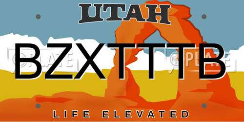 BZXTTTB Utah License Plate