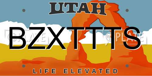 BZXTTTS Utah License Plate