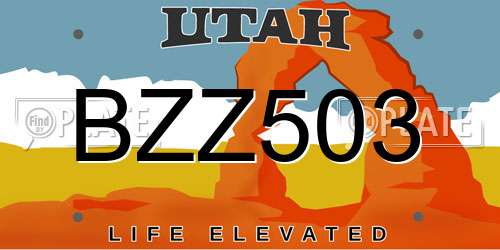BZZ503 Utah License Plate