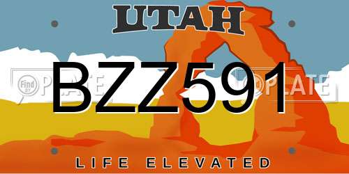 BZZ591 Utah License Plate
