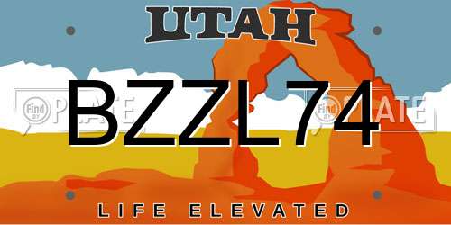BZZL74 Utah License Plate