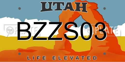 BZZS03 Utah License Plate