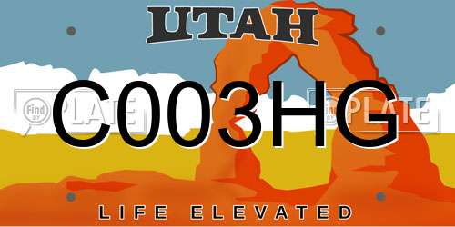 C003HG Utah License Plate