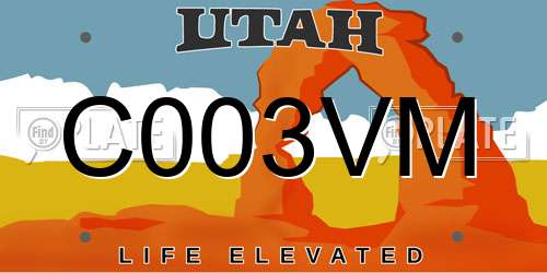 C003VM Utah License Plate