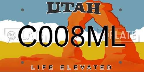 C008ML Utah License Plate