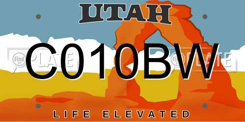 C010BW Utah License Plate