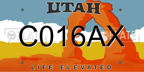 C016AX Utah License Plate