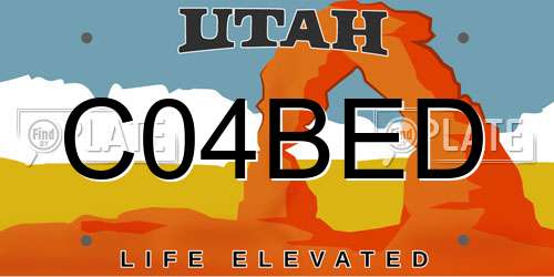 C04BED Utah License Plate