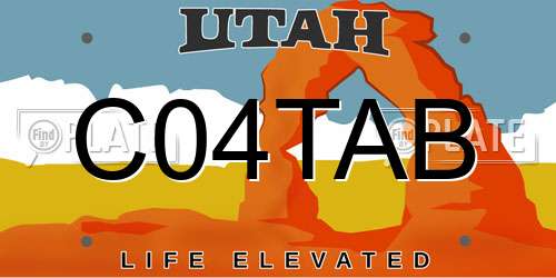 C04TAB Utah License Plate